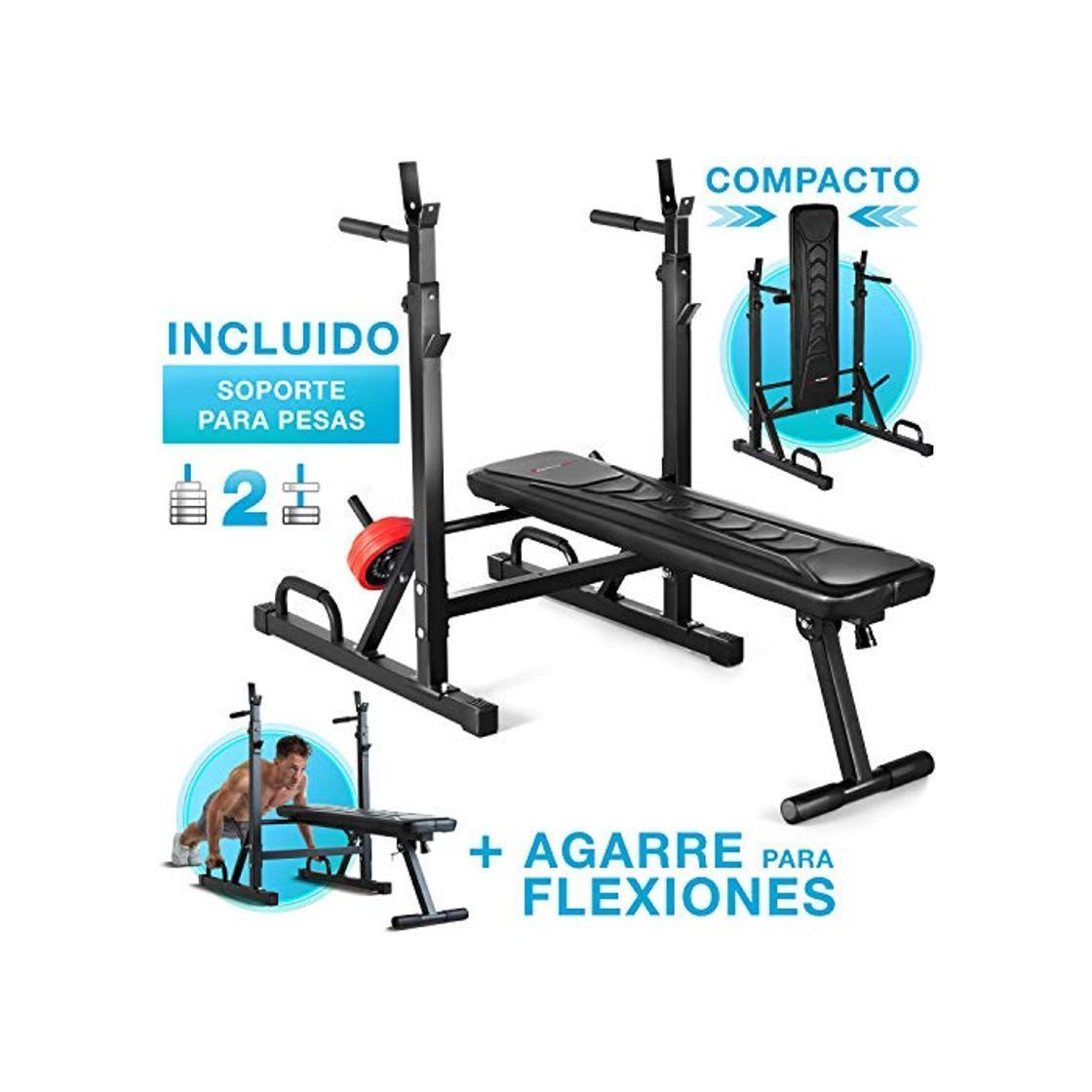 Products Sportstech 21en1 Banco de Pesas Innovador con Soporte para Pesas y Asas