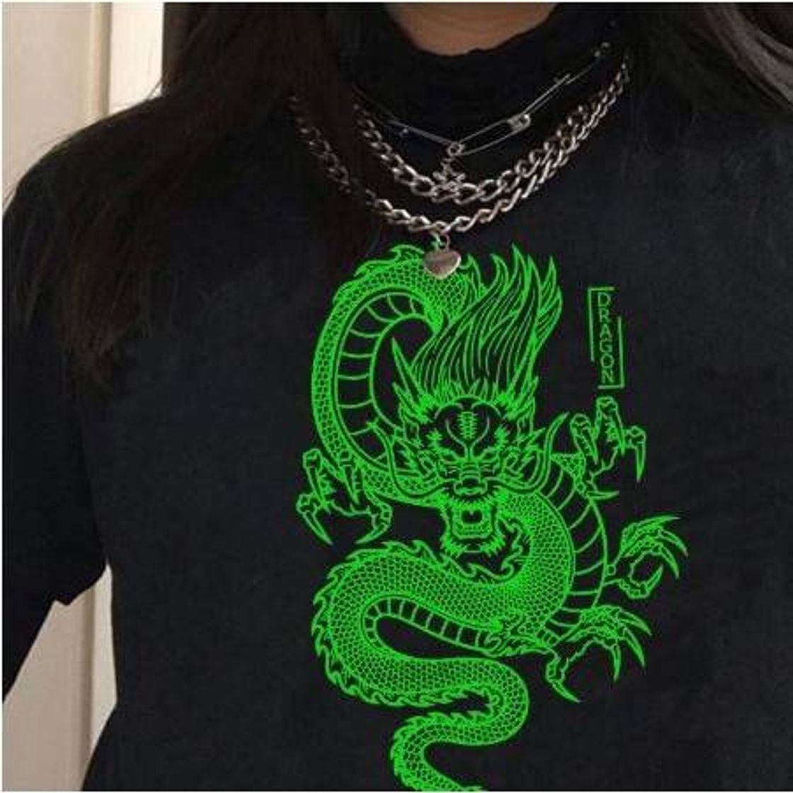 Social Blusa com desenho de dragão 