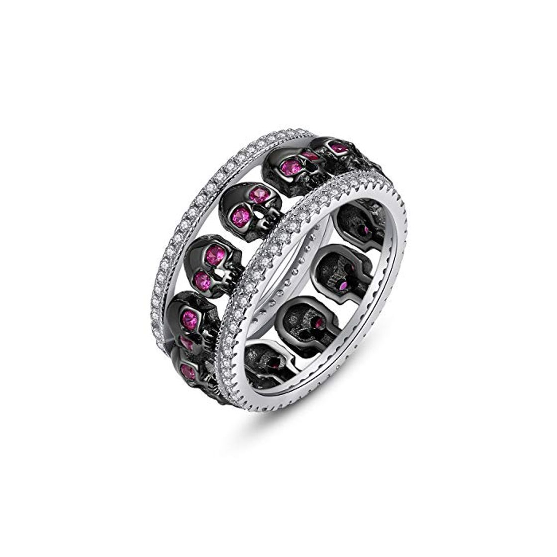 Moda EVBEA Anillos Mujer Plata de Ley 925 Calavera Amatista Cristal Diamante Negra Compromiso Boda Bisuteria Joyería Regalos Originales para Mujer Novia Amigas