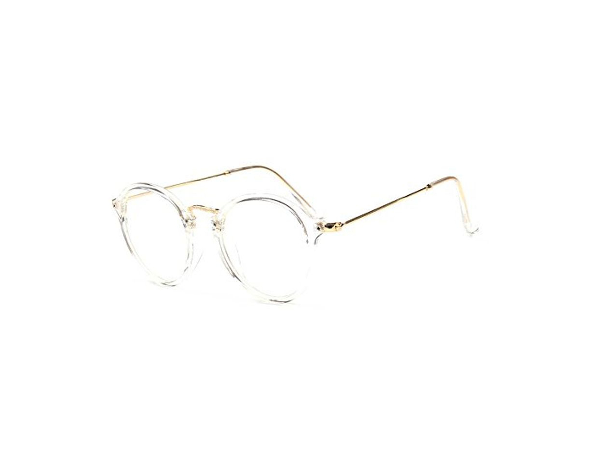 BOZEVON Lentes Claro Anteojos Transparentes - Redondo Ultrafino Marco de Metal Gafas