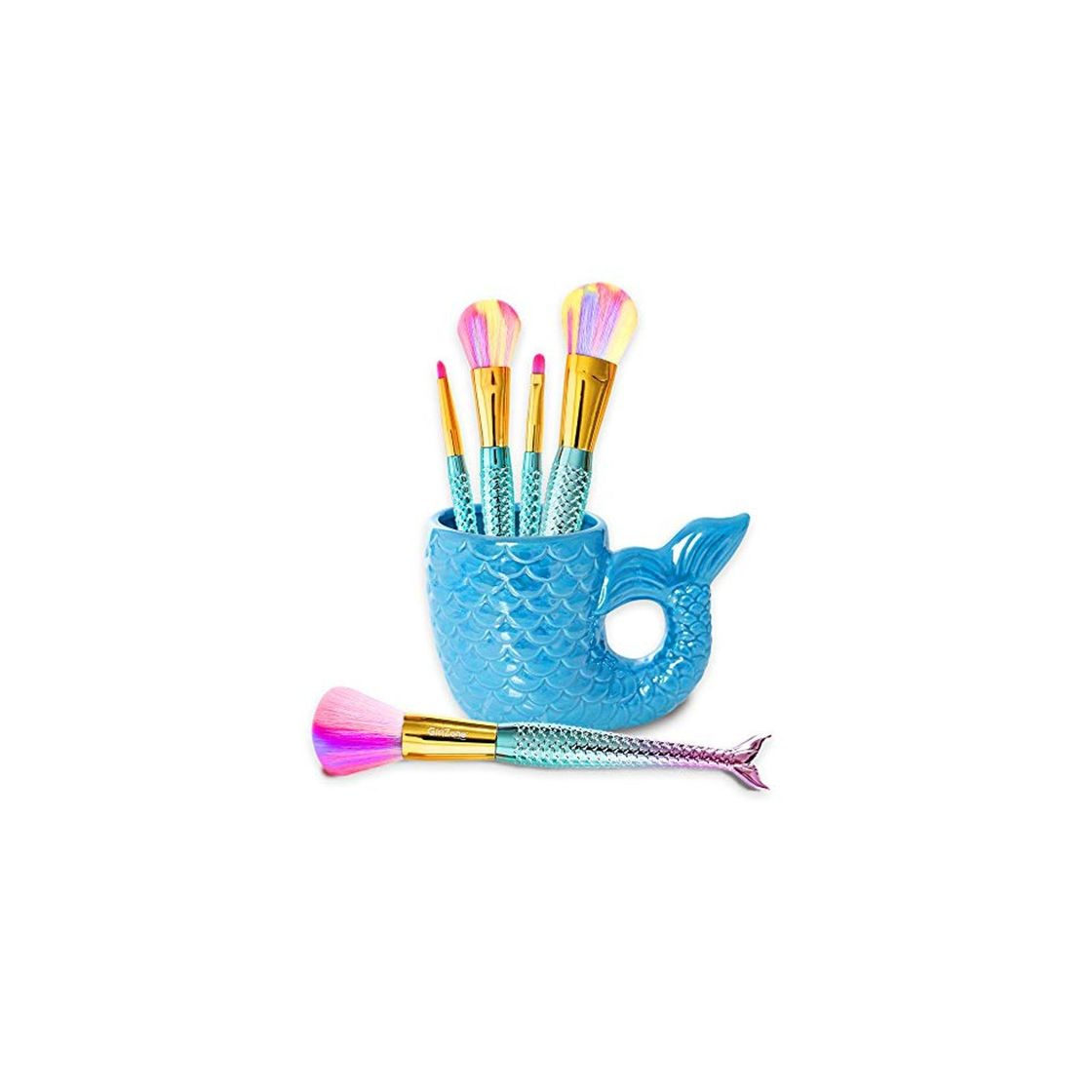 Social GirlZone Regalos para Niñas -Juego de Maquillaje Sirena para Niñas 5 Brochas
