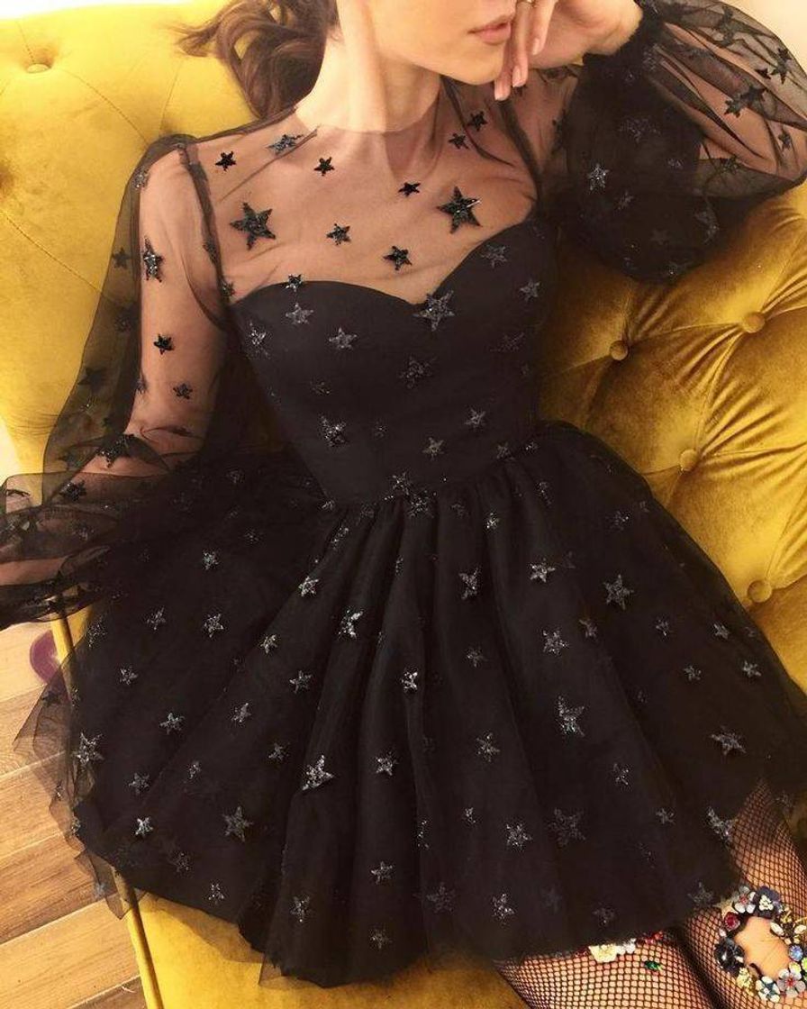 Fashion Vestido Preto com Estrelas✨🖤