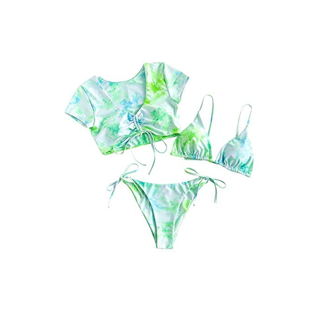 Moda ZAFUL Bikini de triángulo para mujer de Tie Dye verde