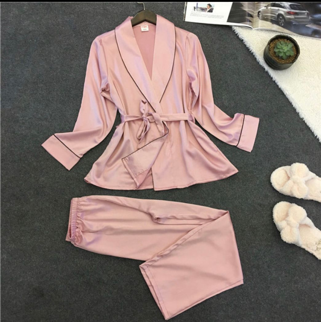 Fashion Pijama feminino robe transpassado 