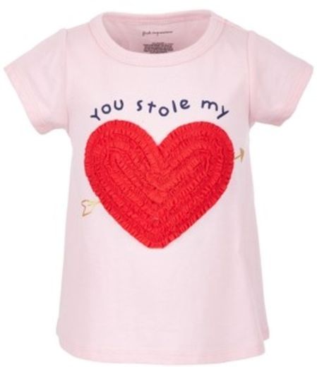 Toddler Girls Ruched Heart Cotton T-Shirt