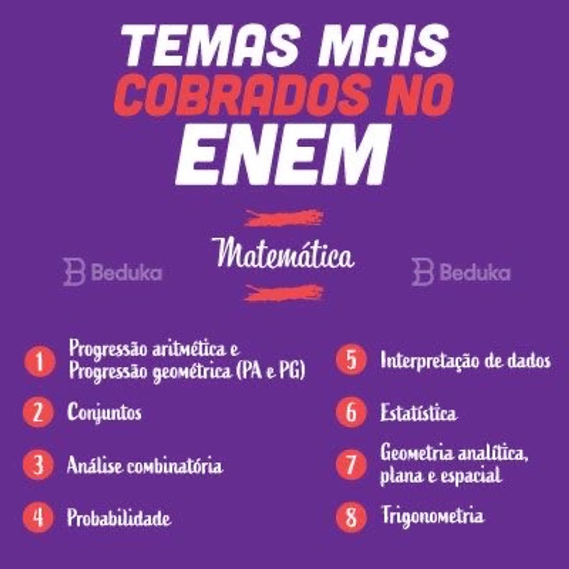 Moda temas mais cobrados em matemática 