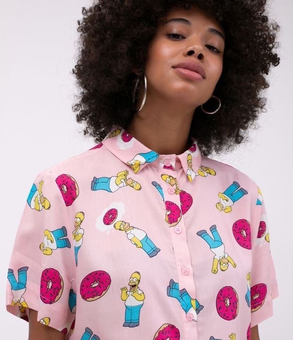 Fashion camisa com estampa homer simpson