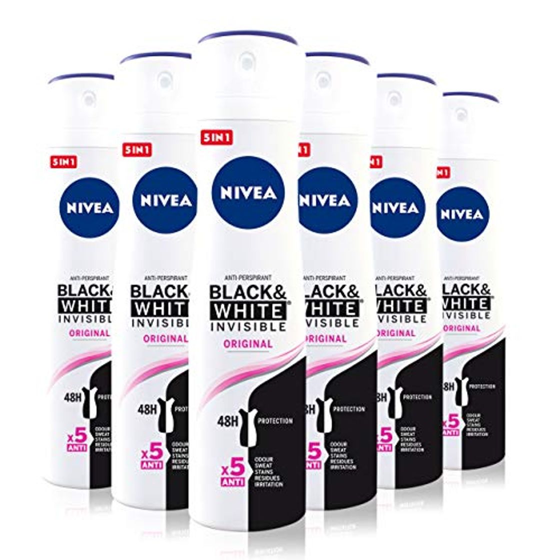 Beauty NIVEA Black & White Invisible Original Spray en pack de 6