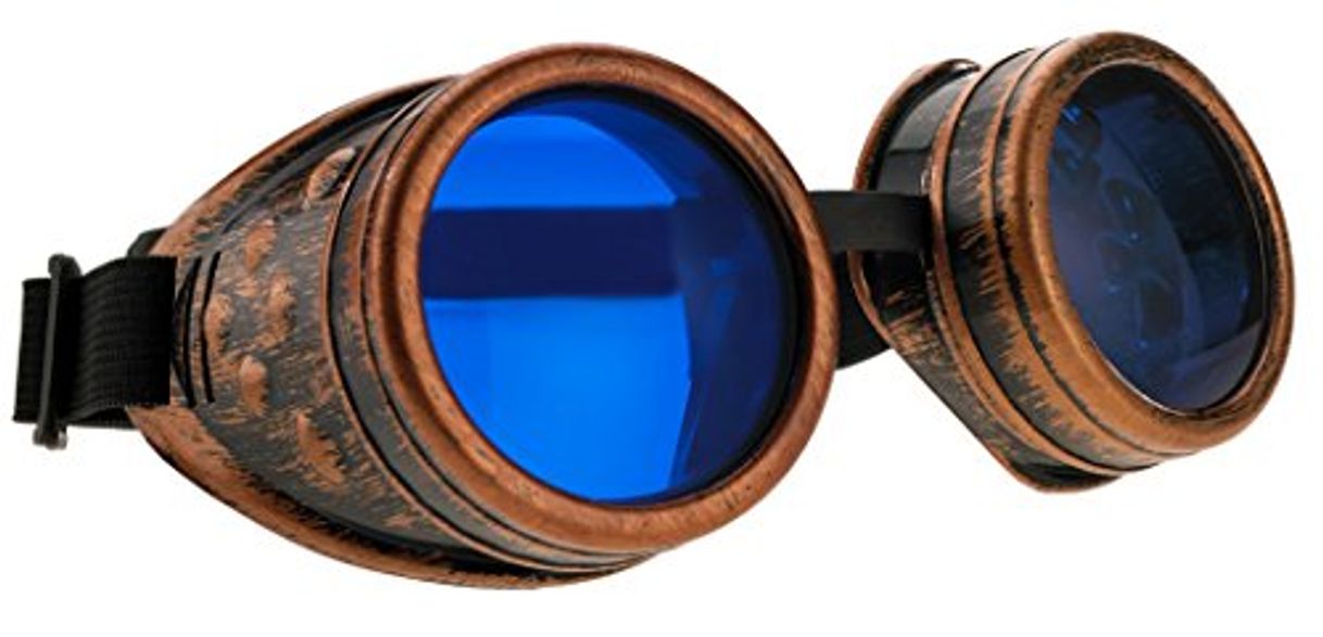 Moda 4sold Steampunk Blue Lenses Black Cyber Goggles Rave Goth Vintage Victorian Sunglasses