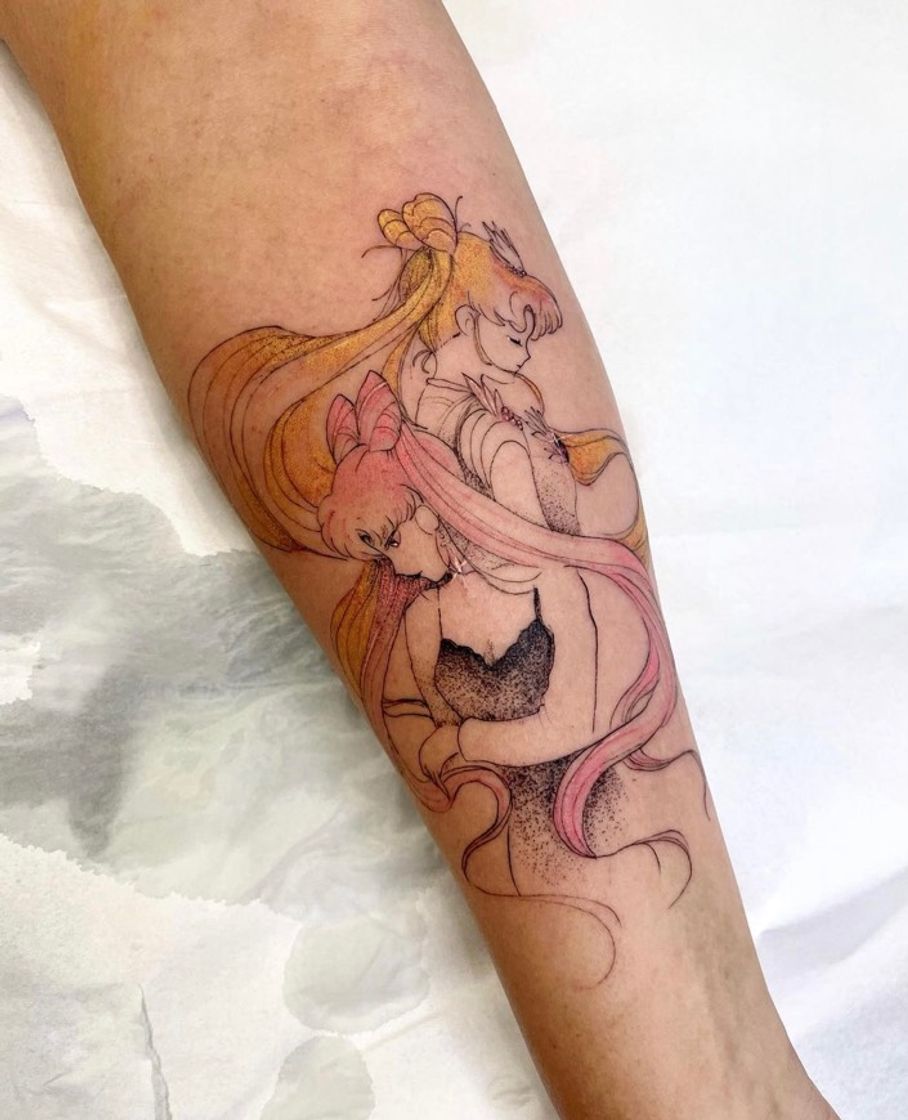 Moda Sailor moon and black lady tattoo 