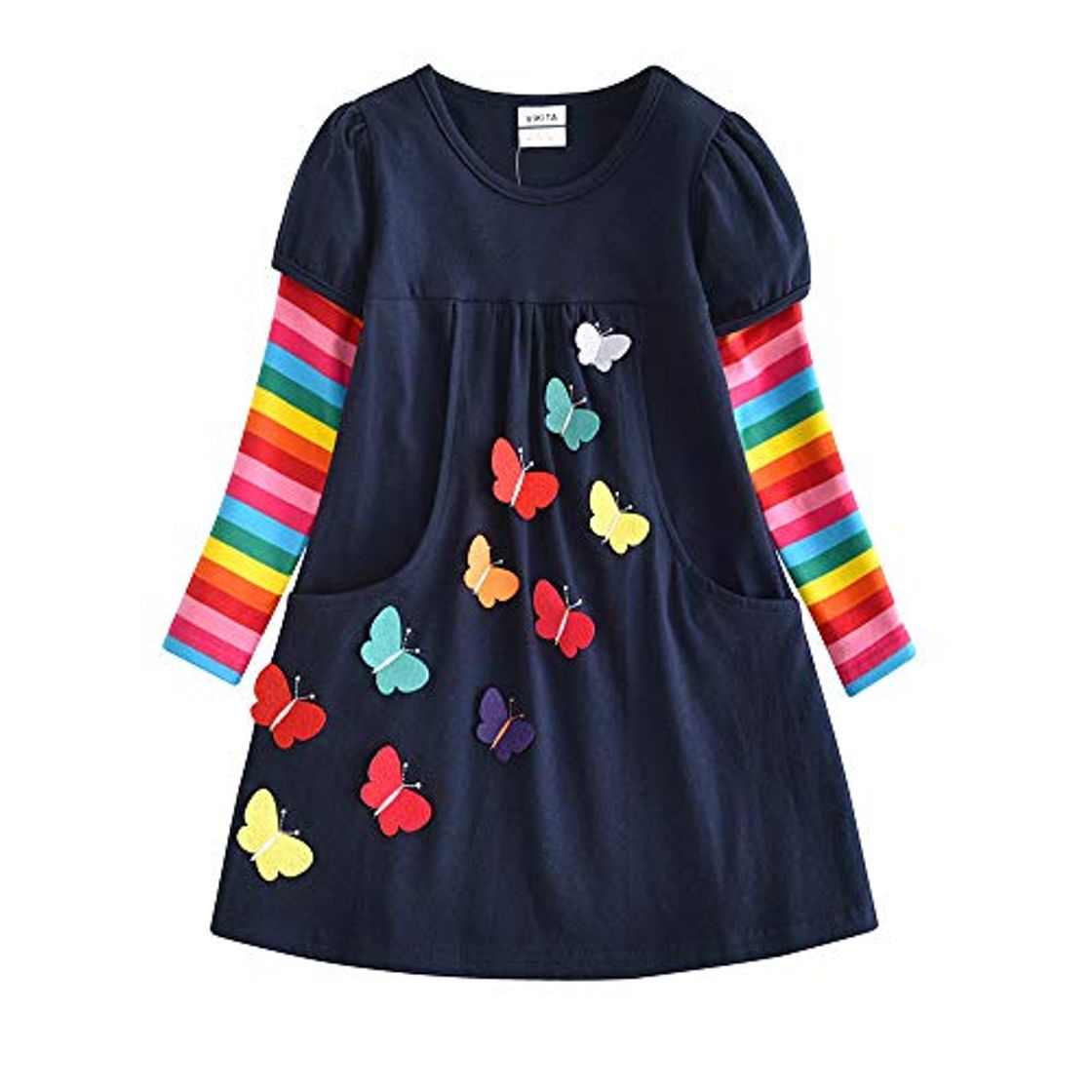 Social VIKITA Vestidos T-Shirt Manga Larga Algodón Casual Niñas lh5805 4T