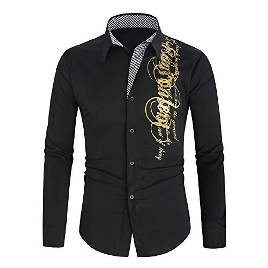 Moda Jinyaun Camisas Hombre Camisa Negra Dorada De Lujo para Camisa Masculina De