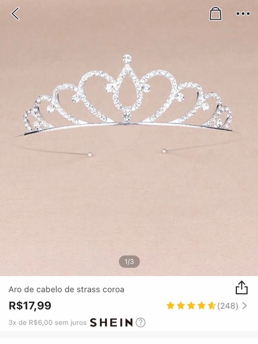 Moda Aro de cabelo de strass coroa SHEIN 