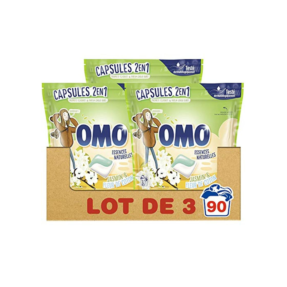 Products Omo Detergente para la ropa 2 en 1 cápsulas Jazmín y algodón