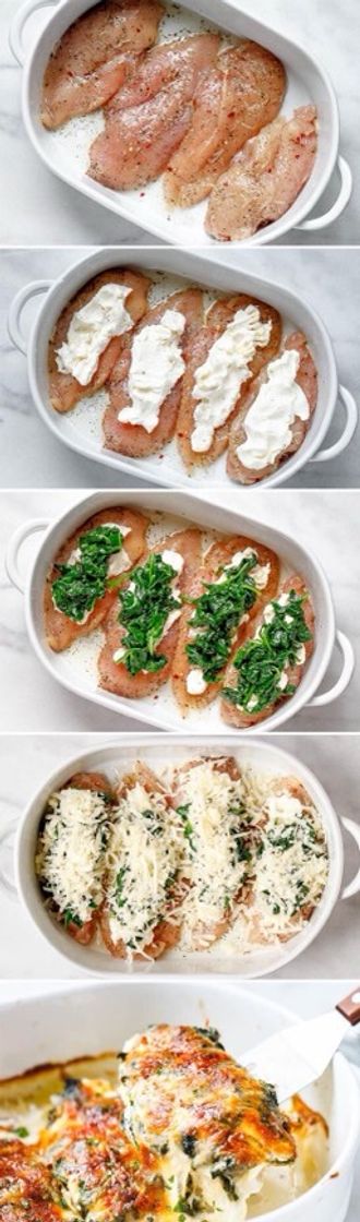 Moda SPINACH CHICKEN CASSEROLE WITH CREAM CHEESE AND MOZZARELLA 