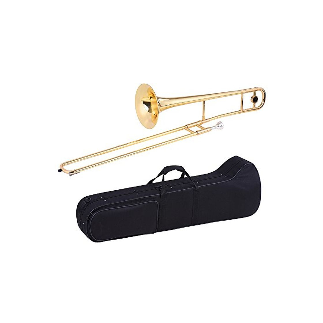 Social ammoon Tenor Trombone Brass Gold Lacquer Bb Tone B flat with Cupronickel Mouthpiece Cleaning Stick Gloves Case