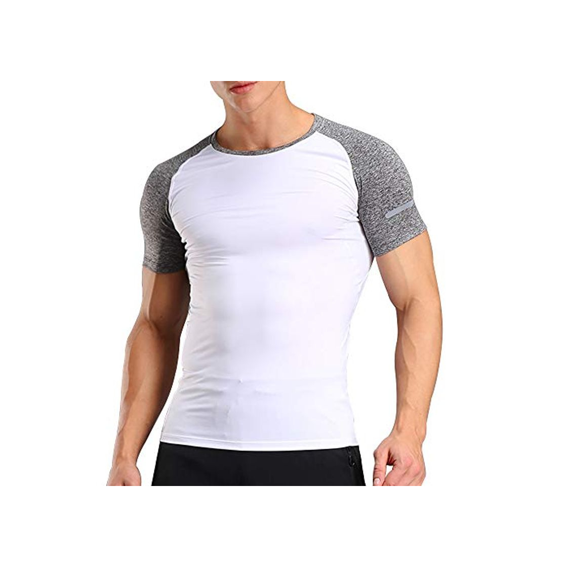 Moda Hombres Bodybuilding Corto Manga Gym Men T Shirts Parte Superior Gimnasio Ropa de Deporte Poliéster y Spandex