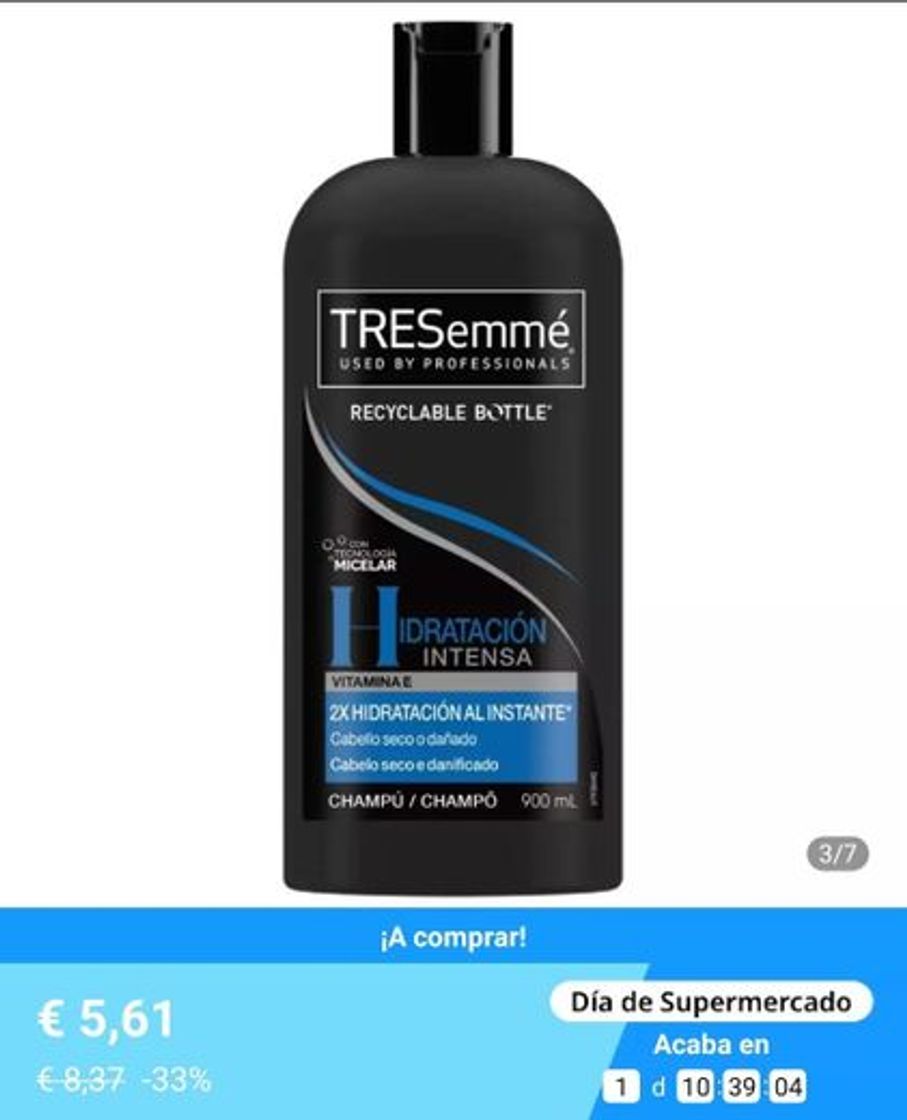 Fashion Tresemmé Hidratación Intensa Champú con  Vitamina E 900ml 