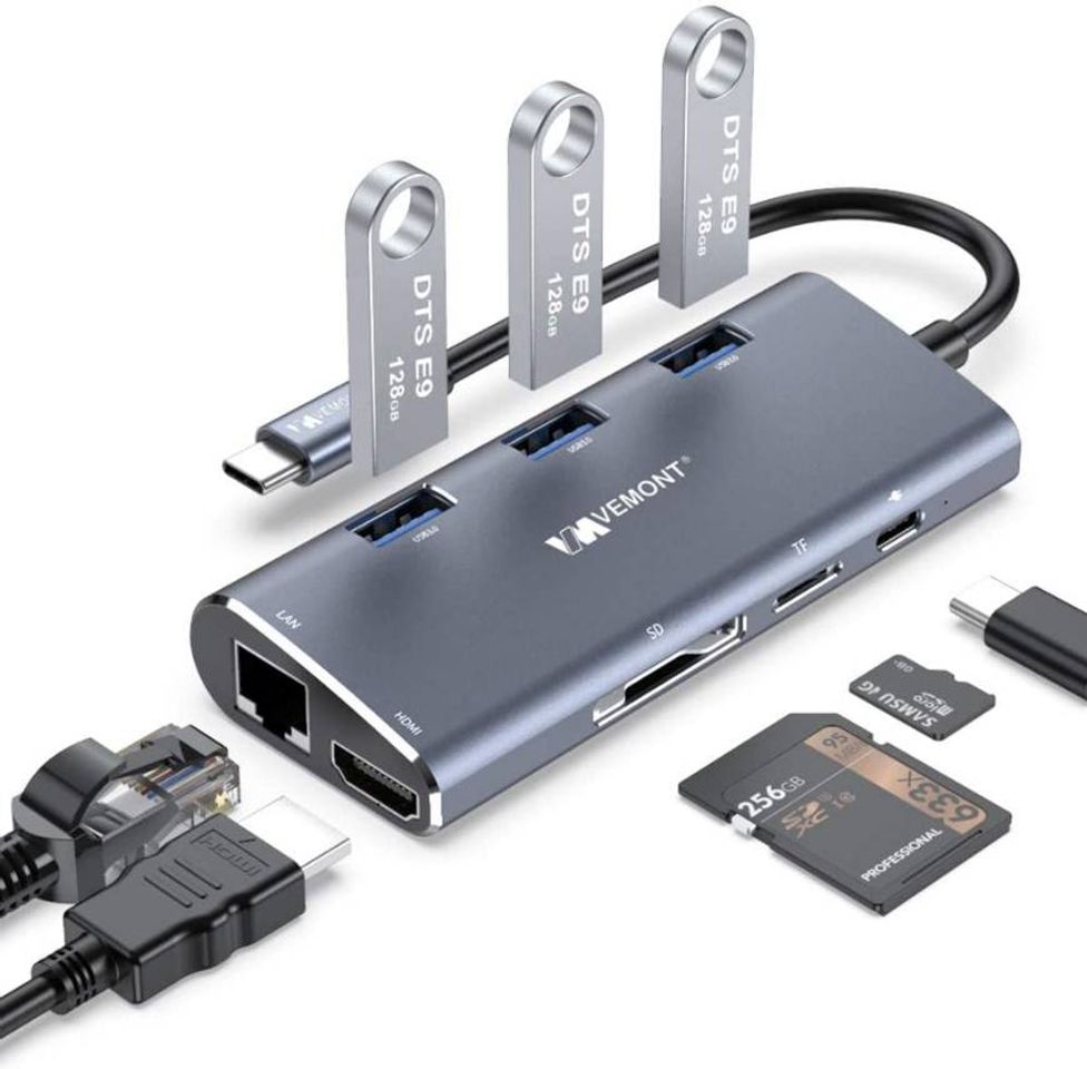 Moda VEMONT USB C Hub Adaptador multipuerto, 8 en 1

