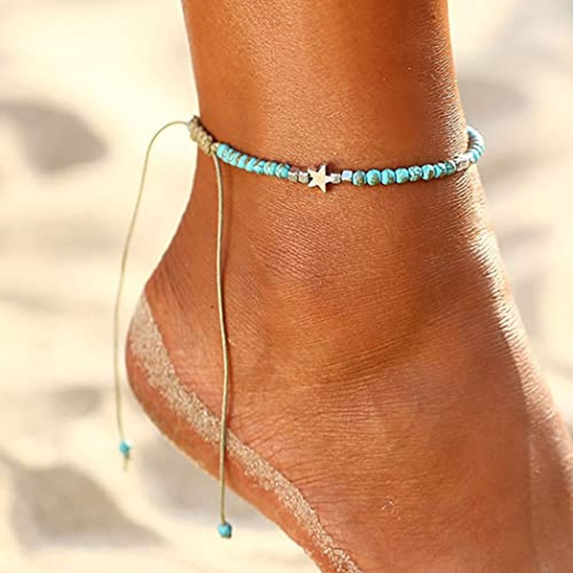 Place Yean Boho turquesa tobillera estrella de plata pulsera de tobillo playa de