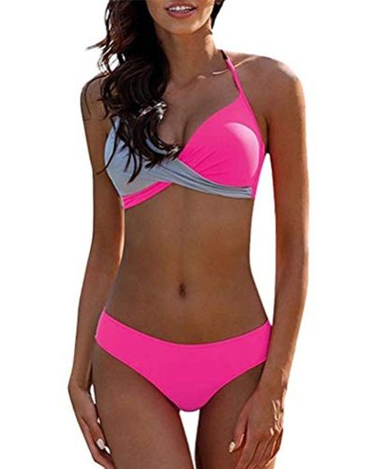 UMIPUBO Mujer Bikini Traje de Baño con Cuello en V Bikinis Sujetador