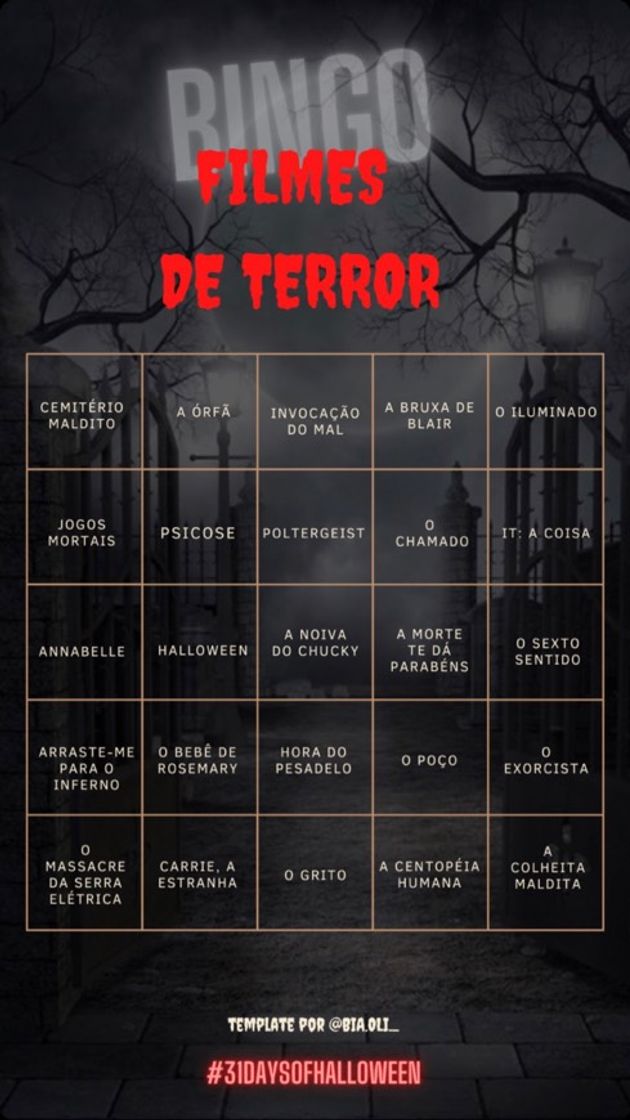 Fashion Template bingo halloween para stories 