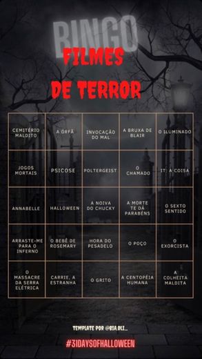 Template bingo halloween para stories 