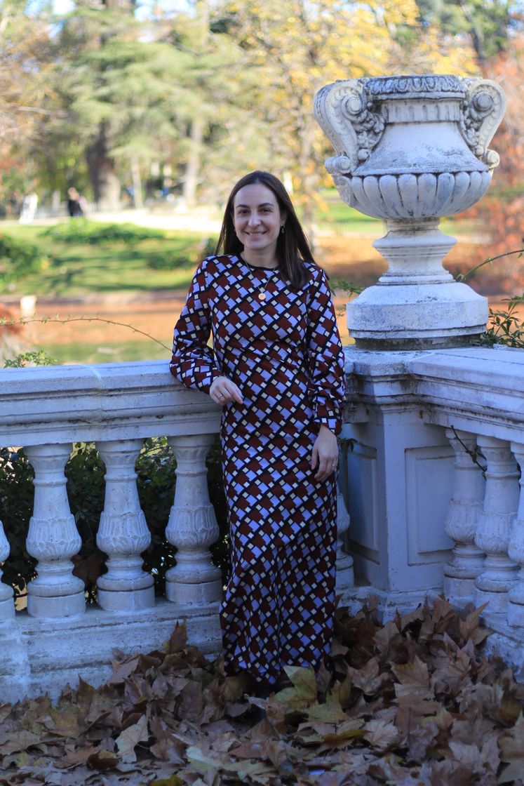Social PRINTED MIDI DRESS - Brown
