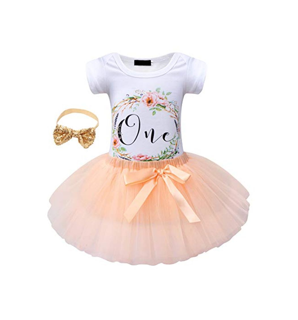 Fashion WonderBabe Baby Girls First Birthday Romper Tutu Falda Traje Sesión De Fotos Uso Diario Fiesta De Cumpleaños Mangas Cortas 3 Piezas Conjunto Vestido Infantil