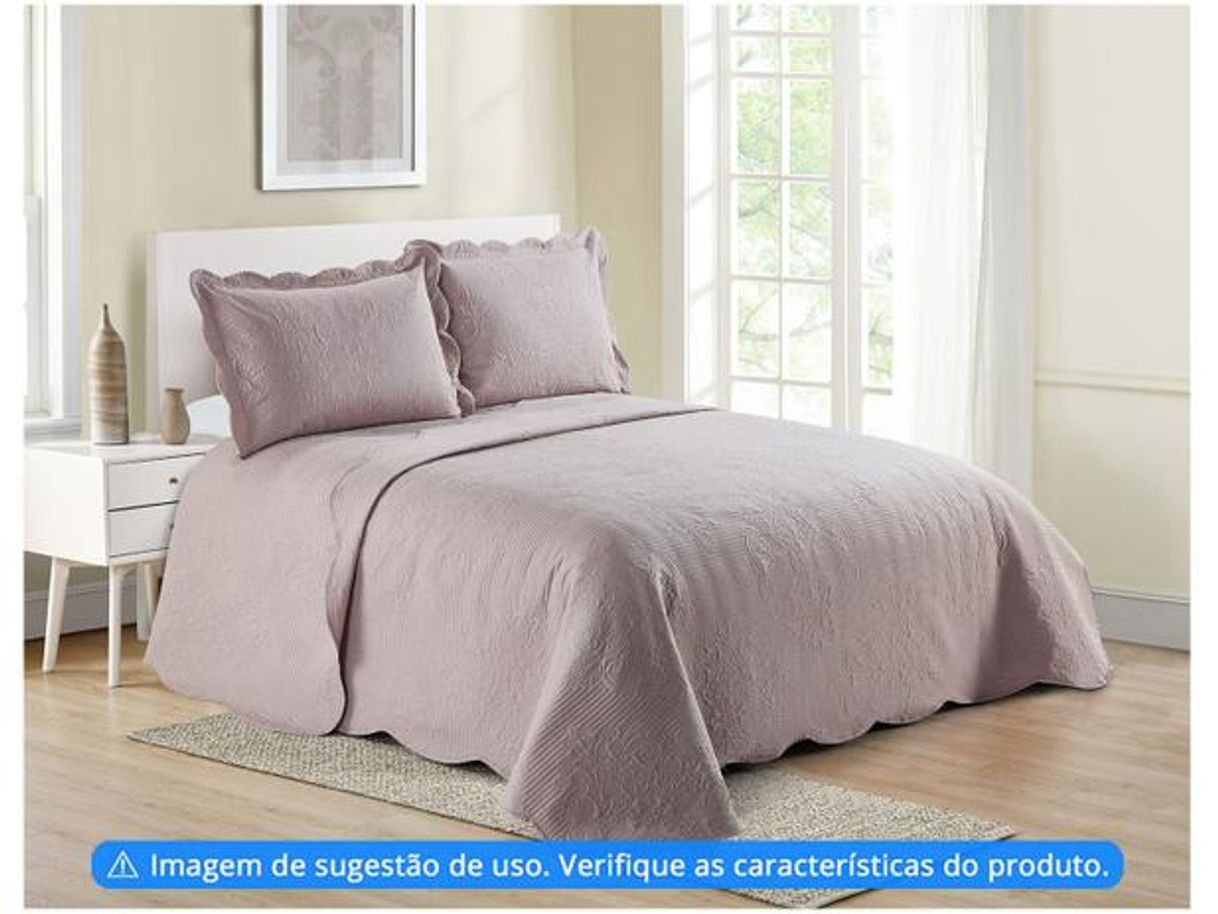 Fashion Colcha Queen Camesa Poliéster 150 Fios - Damask Rose 3 Peças