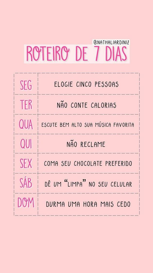 Social roteiro de sete dias