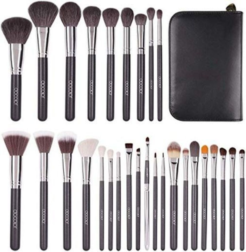 Social Docolor 29Pcs cepillos de maquillaje Set con funda de cuero
