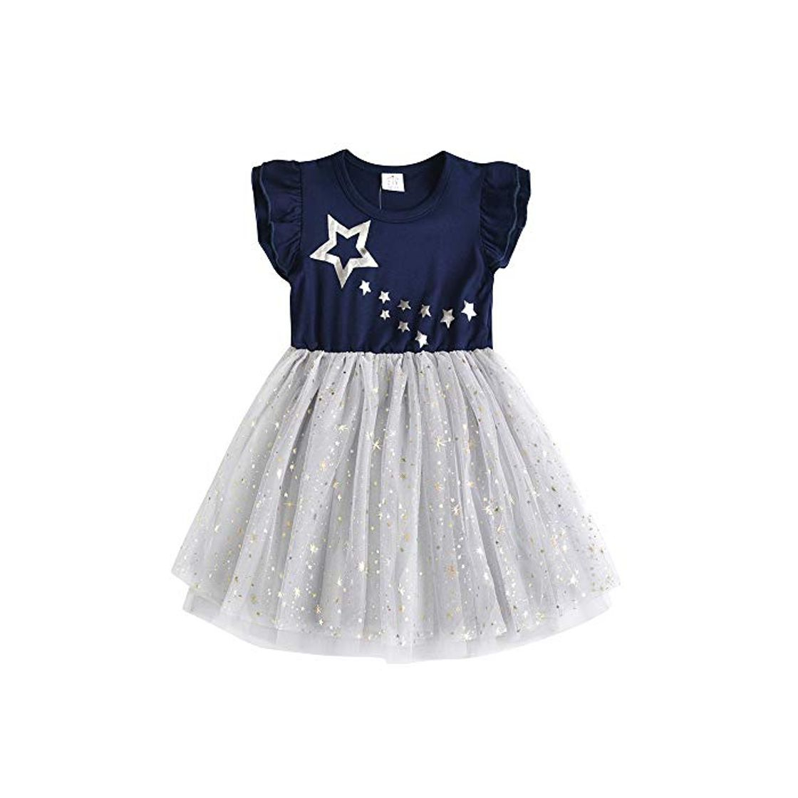 Producto VIKITA Vestido Bordado Mariposa Algodón Tulle Tutu Sin Mangas Verano Niñas 2-8