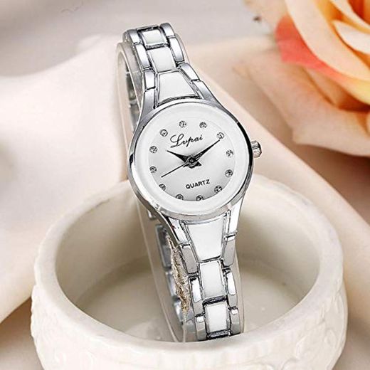 Relojes Mujer Moda Reloj Marca de Lujo Reloj de Cuarzo señora Malla Acero Inoxidable Mujer Relojes Reloj relogio Femenino@Plata B