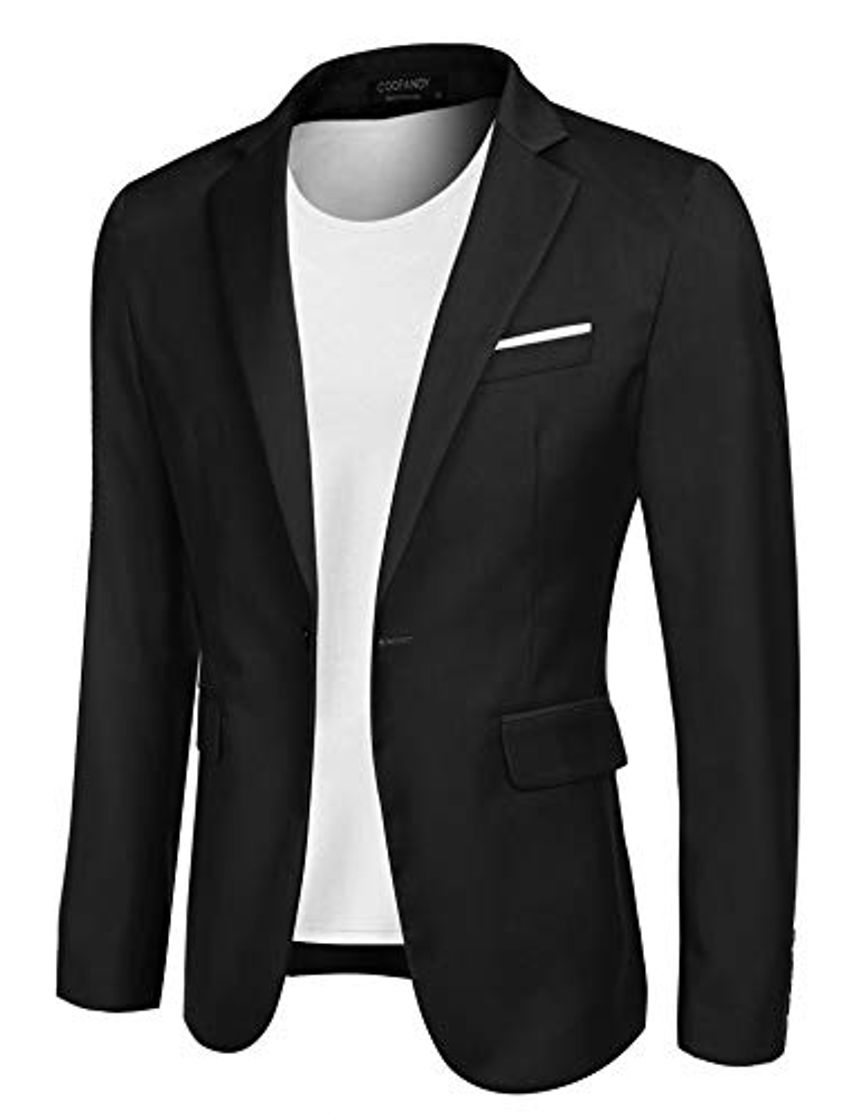 Fashion MAXMODA Blazer Hombre Slim Fit Chaqueta Blazer Casual Botón Negro