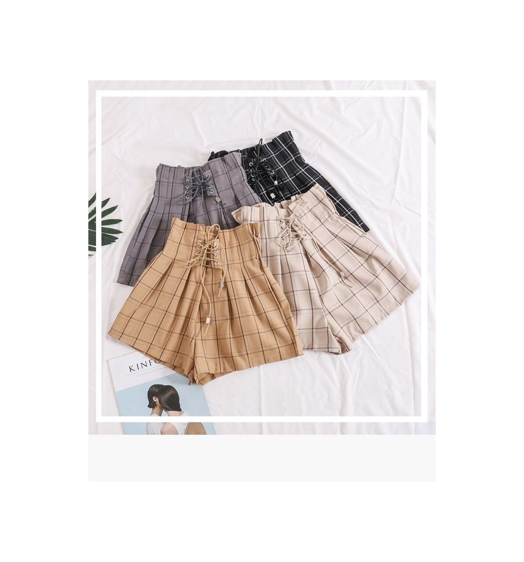 Moda Shorts amarração cintura alta 