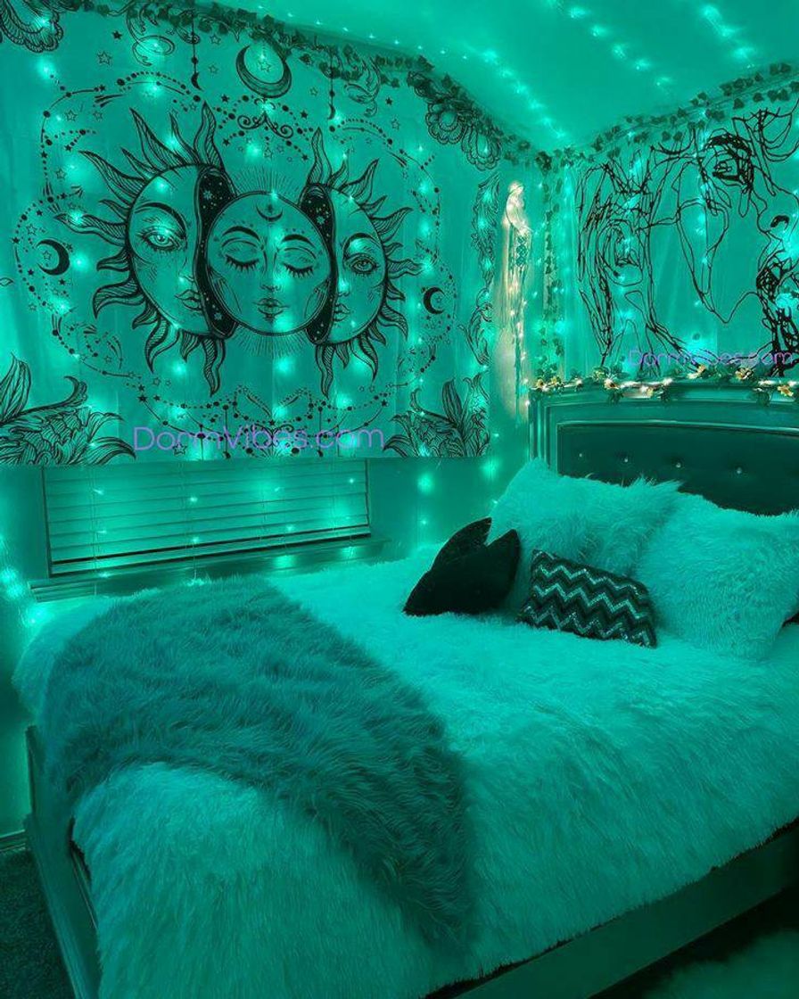 Fashion Quarto com luzinhas verdes 