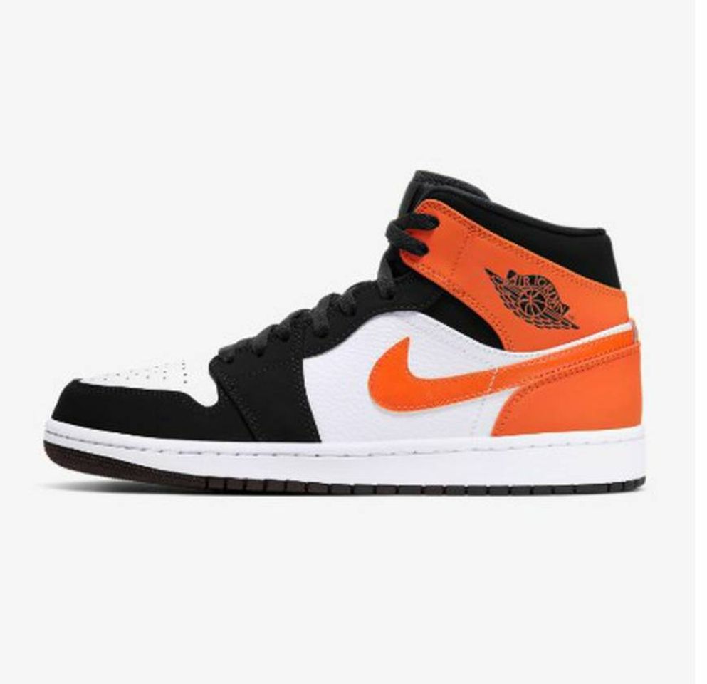 Moda Jordan 1 mid laranja com preto