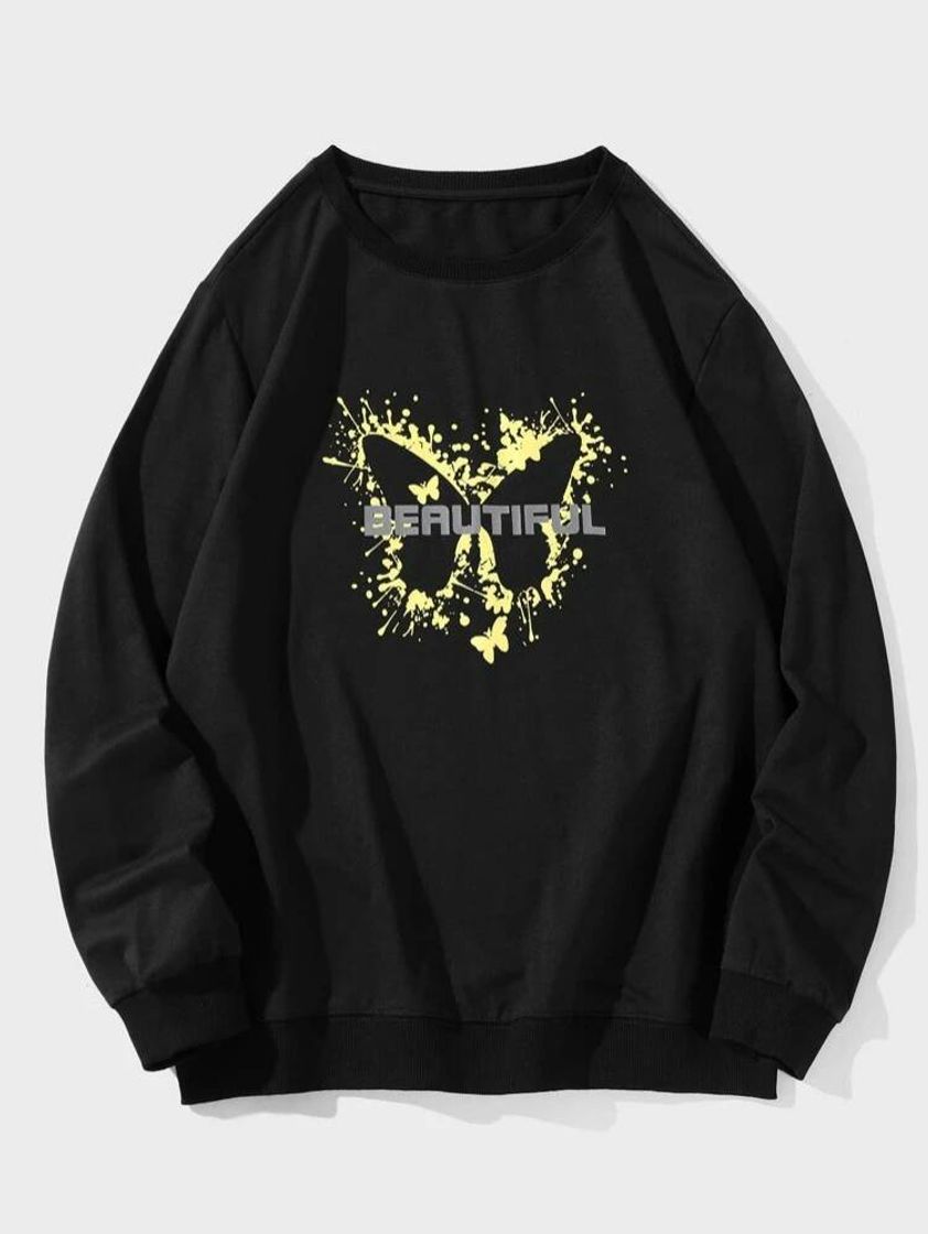 Fashion SHEIN - men butterfly letter graphic