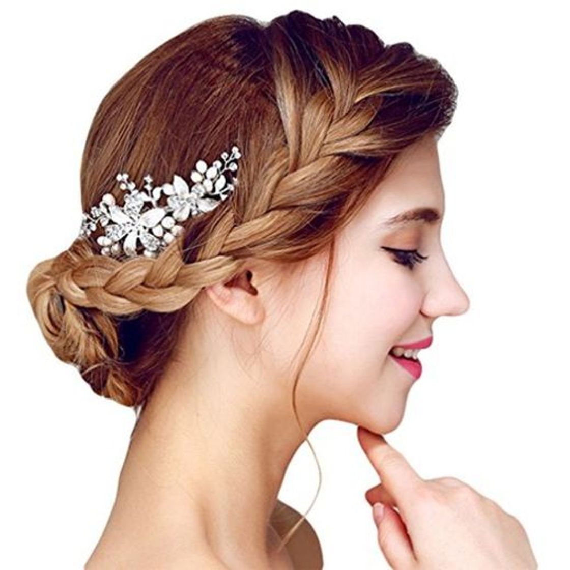 Fashion YAZILIND Tocado de Pelo Nupcial Peine Flores Zirconia cúbica Accesorios de la