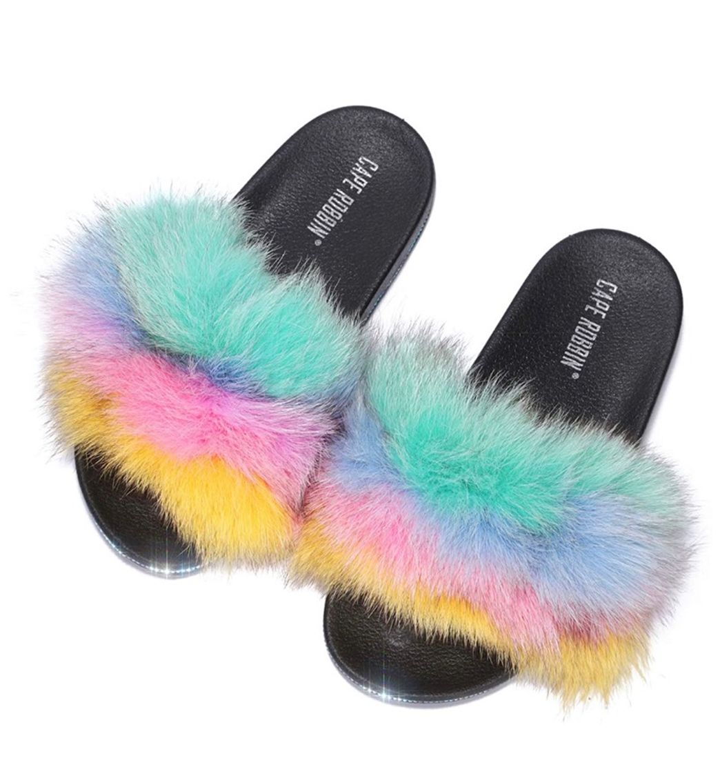 Fashion Furry faux fur slippers for women