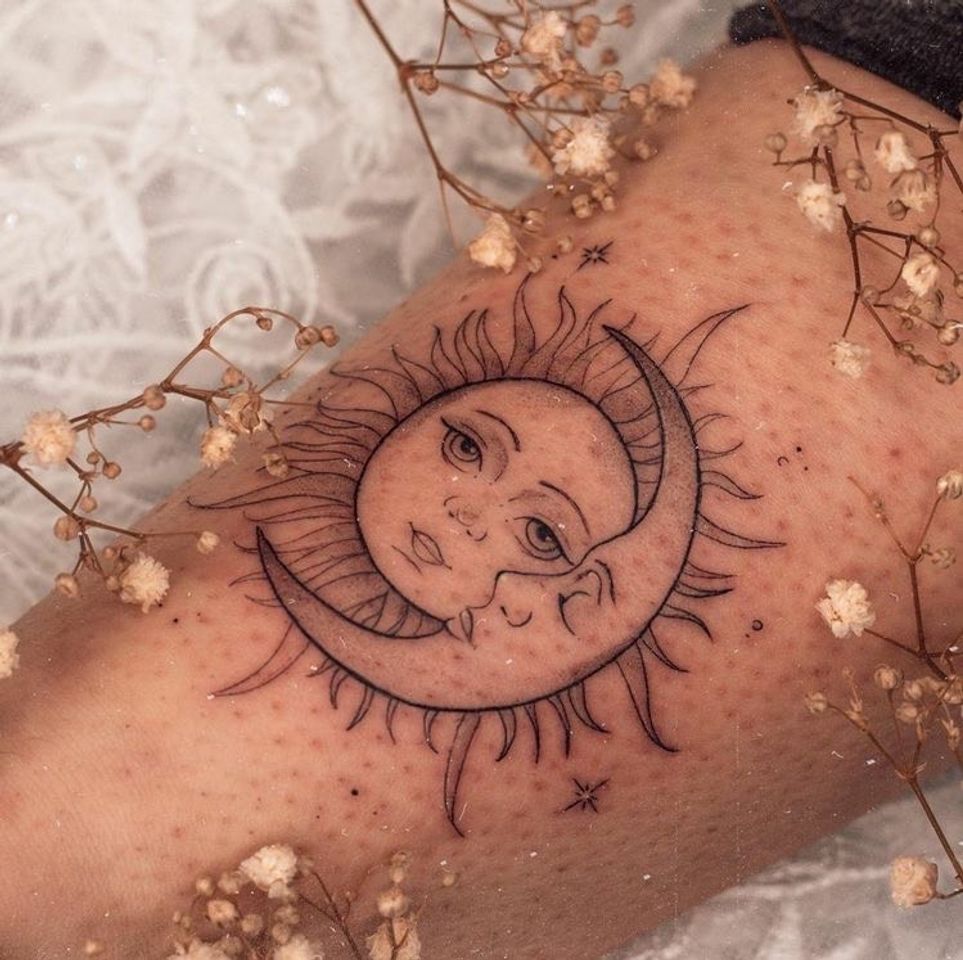 Moda Tattoo Sol e Lua 