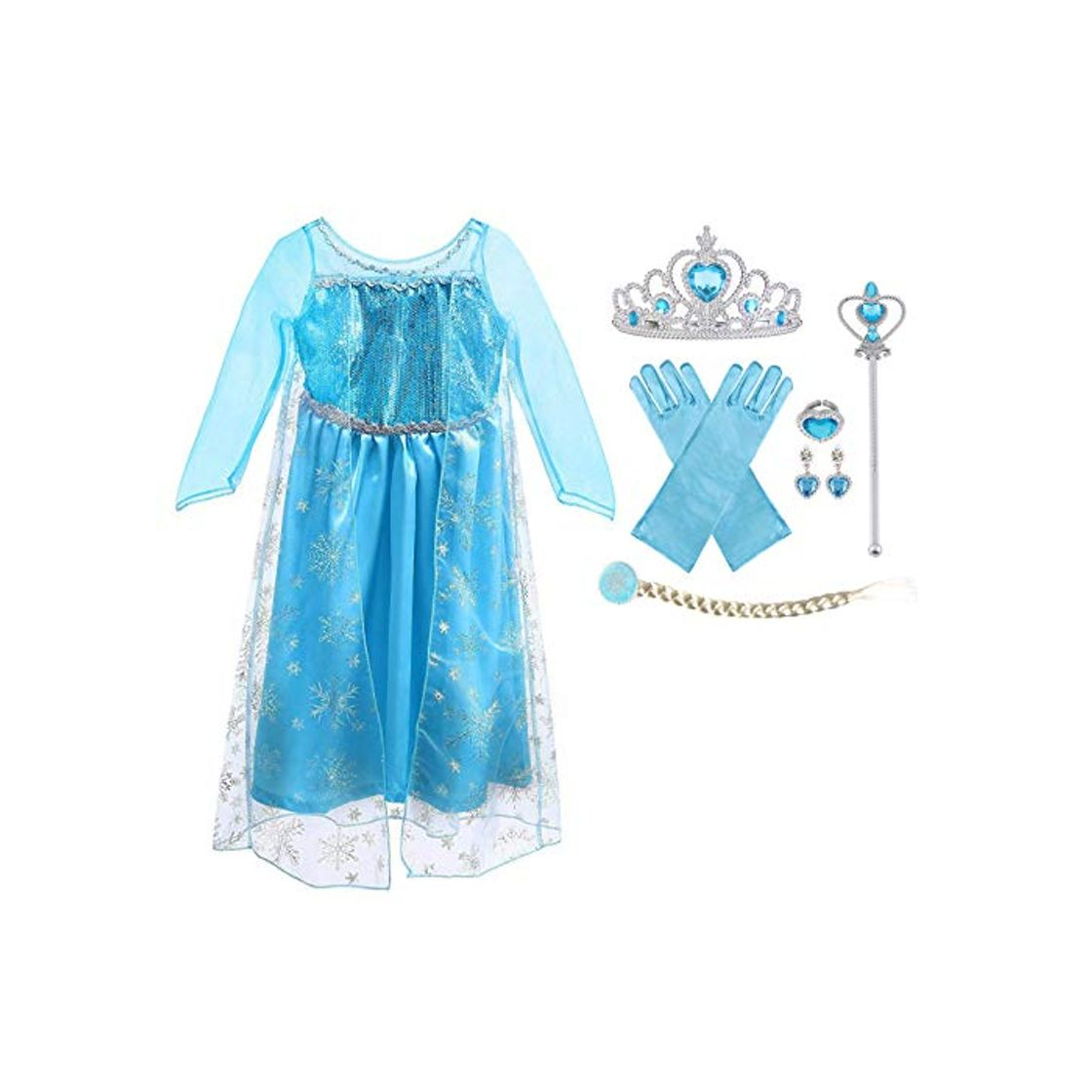 Producto URAQT Vestido de Princesa Elsa, Reina Frozen Disfraz Elsa Vestido Infantil Niñas