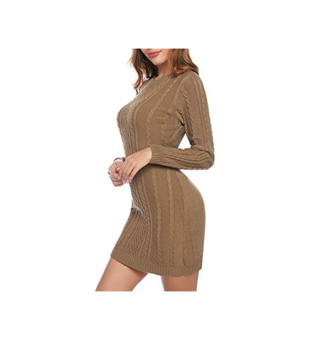 Product Aibrou Vestido Sueter de Punto Cuello Redondo para Mujer