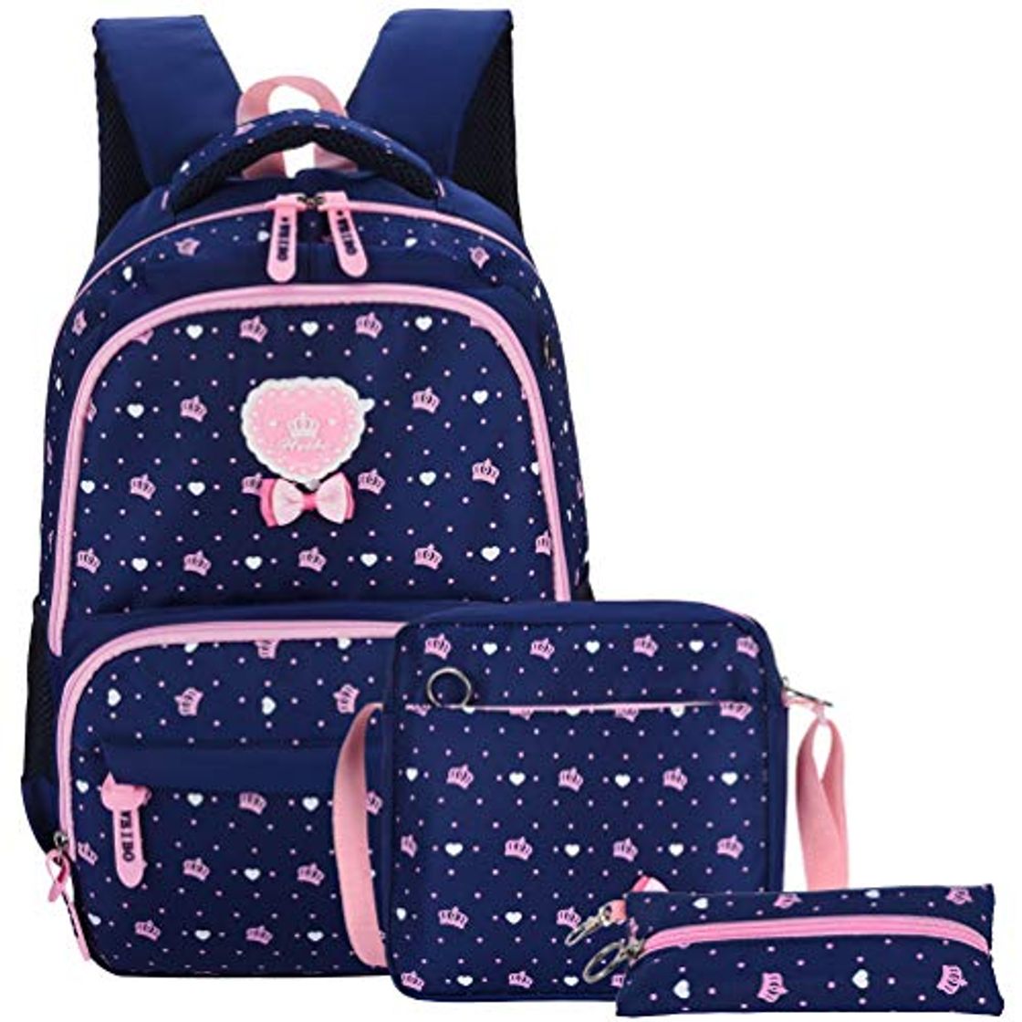 Fashion Vbiger Mochilas Escolares Niña Mochila Infantil Adolescentes Sets 3 en 1 para 7 a 12 Años （Azul）