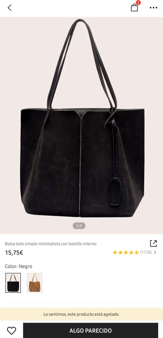 Moda Bolso tote simple minimalista en color negro