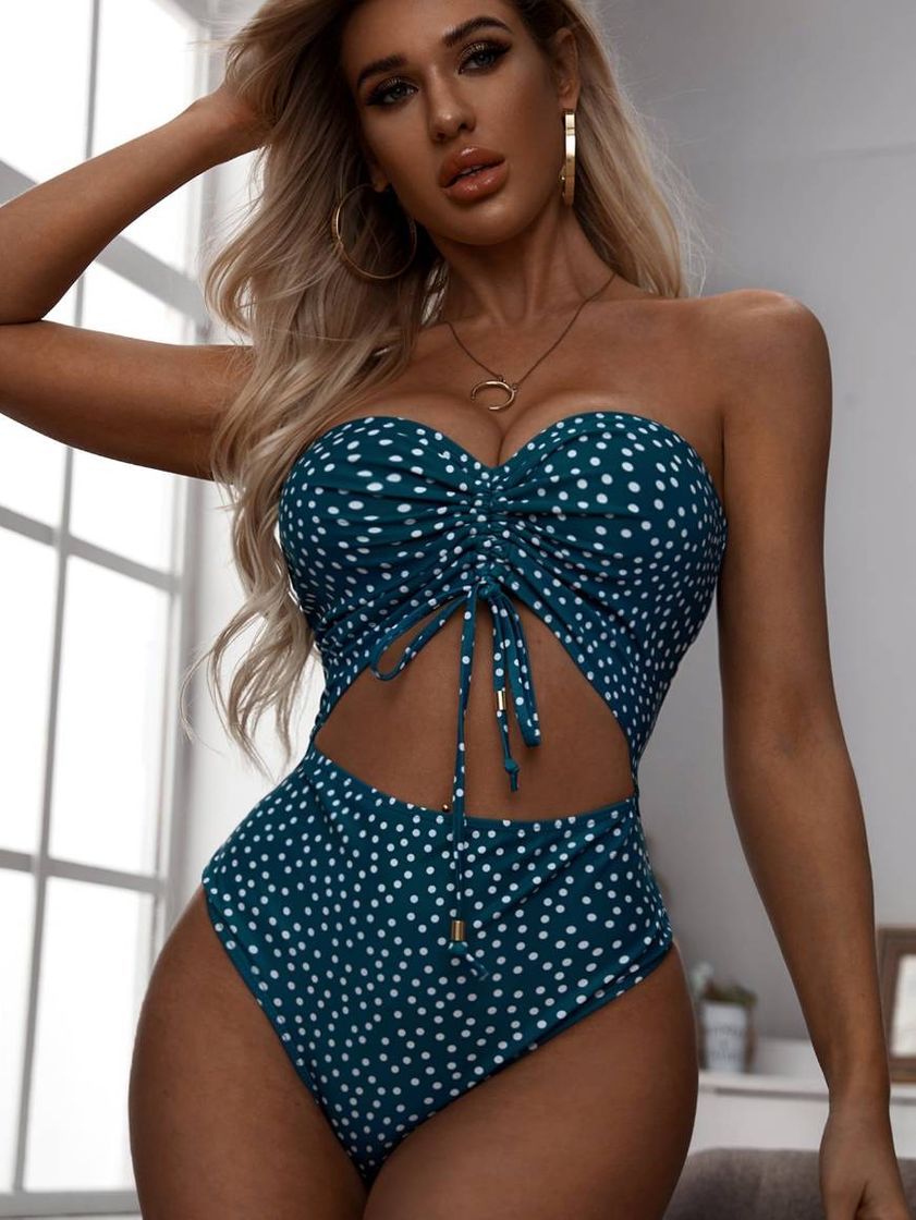 Social Bañador una pieza bandeau con cordón con estampado 