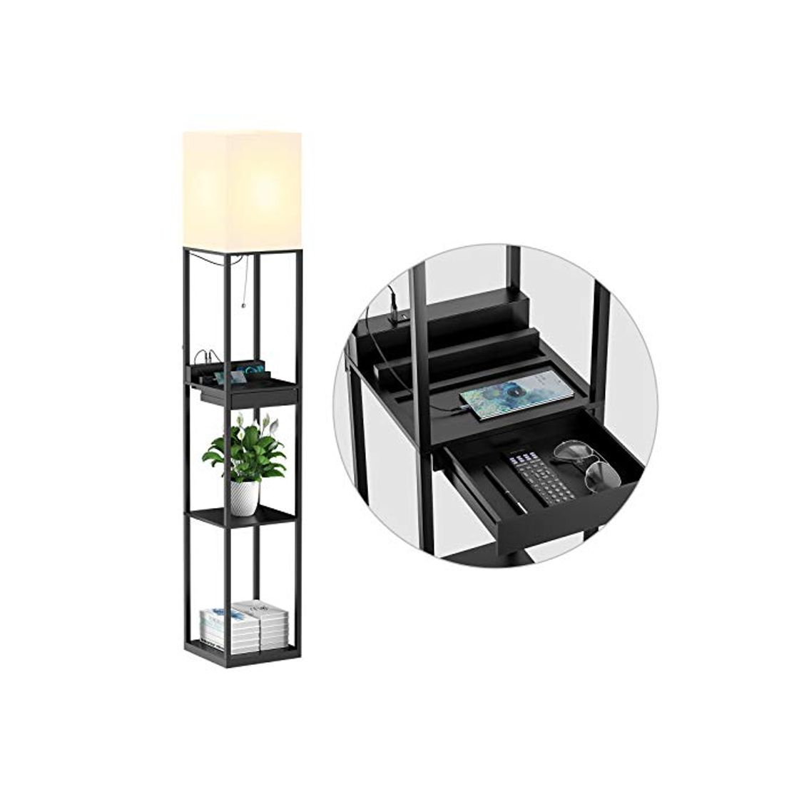 Social SUNMORY Lampara de Pie con 3 Temperaturas De Color, 2 Puertos USB