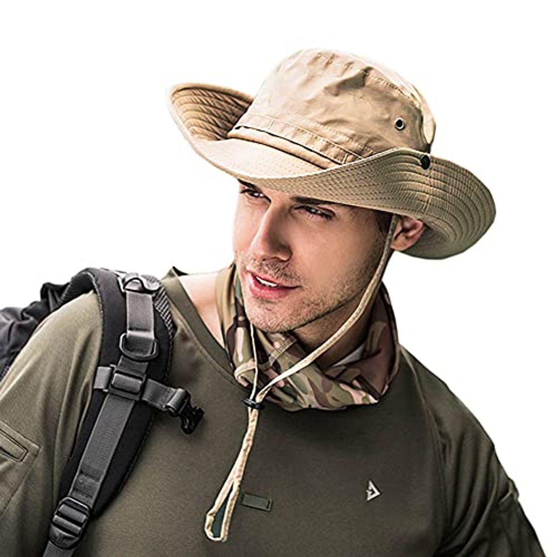 Fashion Dsaren Sombrero de Ancho Brim Hombres Sombrero de Pescador Camuflaje del Ejército