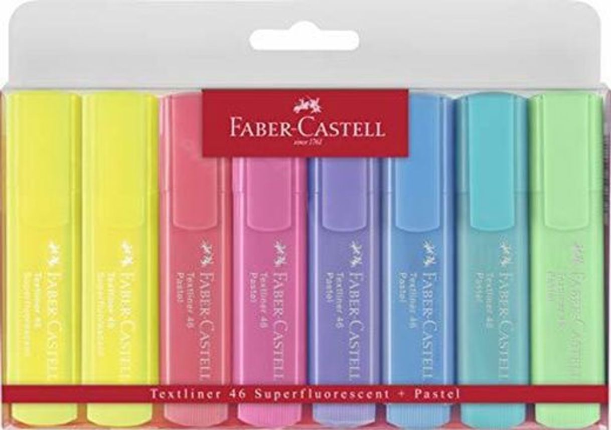 Social Faber-Castell 154681 - Estuche con 8 marcadores fluorescentes tonos pastel Textliner 1546